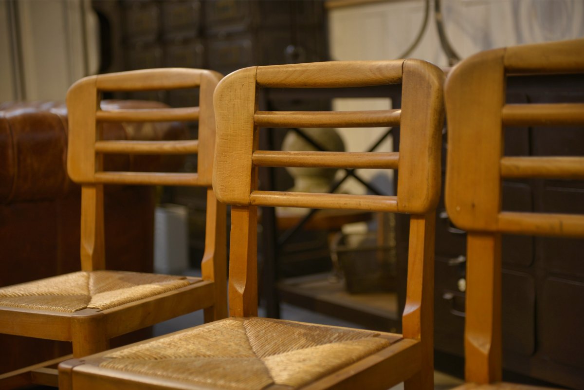Set Of 6 Pierre Cruège Chairs 1950's-photo-6