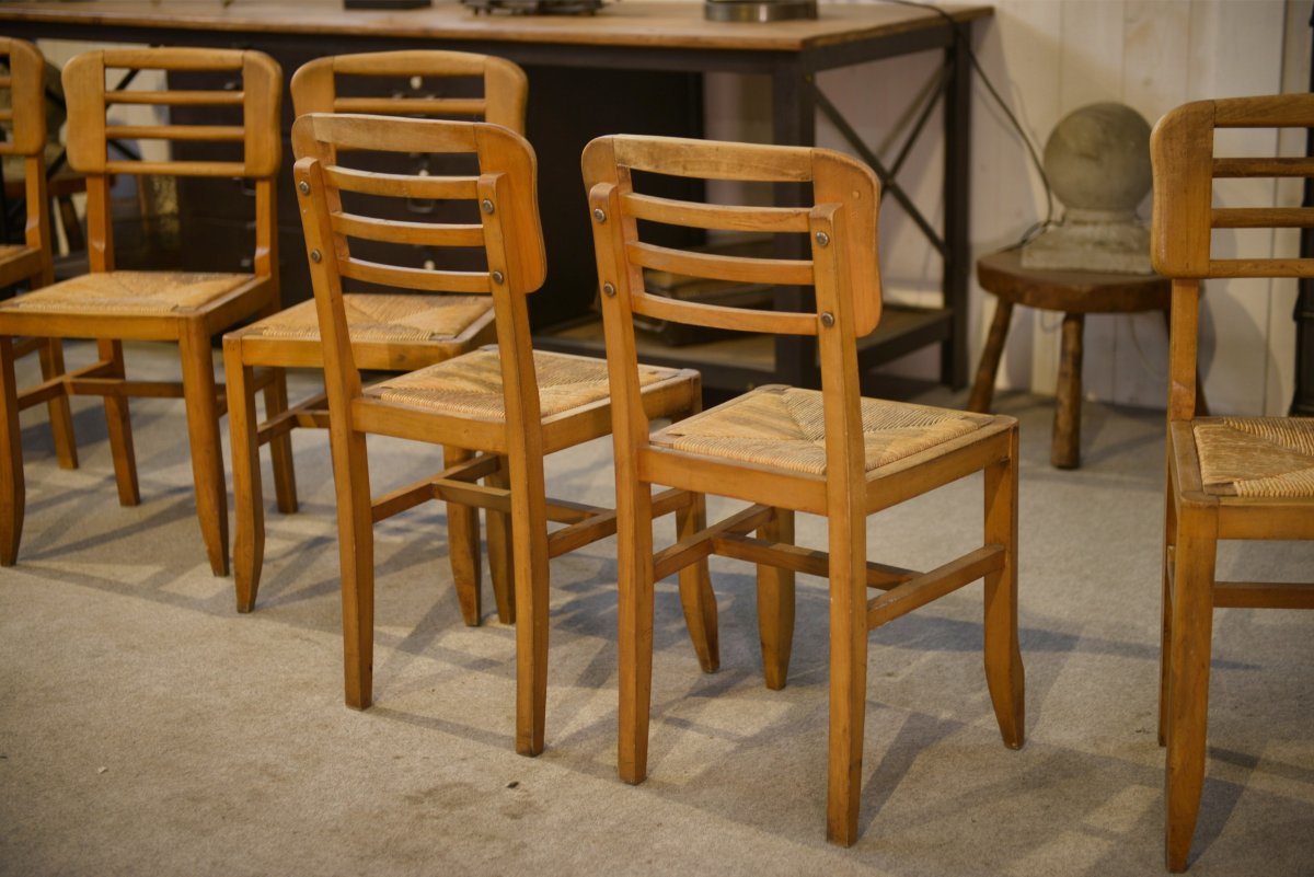 Set Of 6 Pierre Cruège Chairs 1950's-photo-7