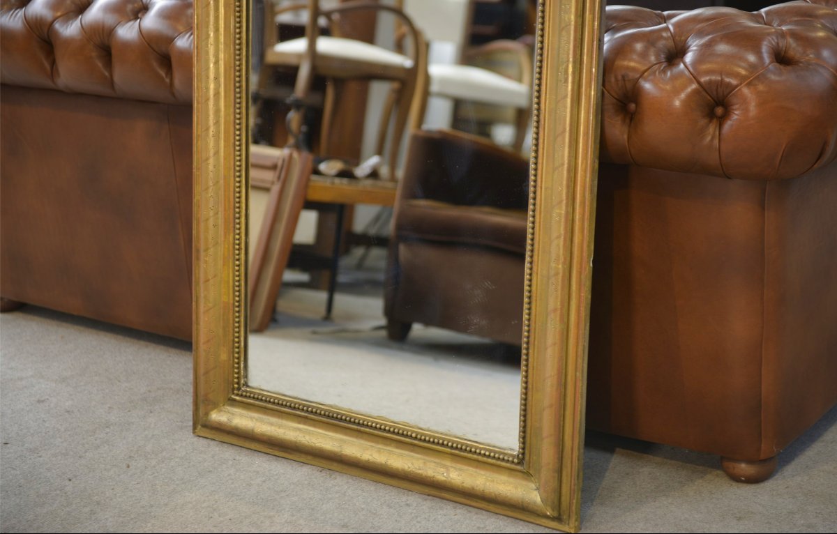 Miroir au mercure époque Louis Philippe doré à la feuille XIXème-photo-3