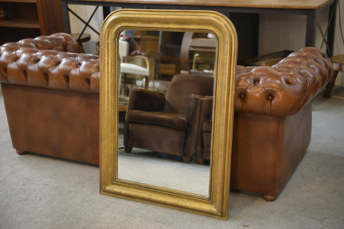 Miroir au mercure époque Louis Philippe doré à la feuille XIXème-photo-2