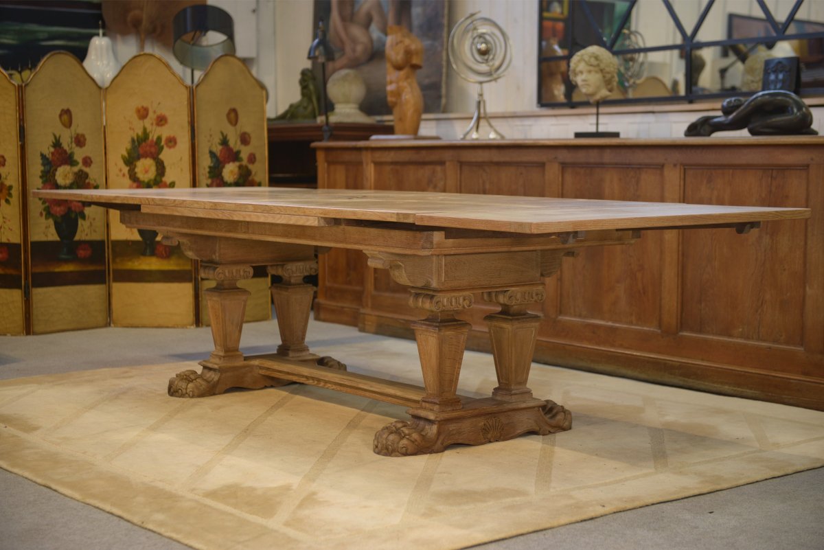 Grande table sculpturale en chêne 1950's-photo-2