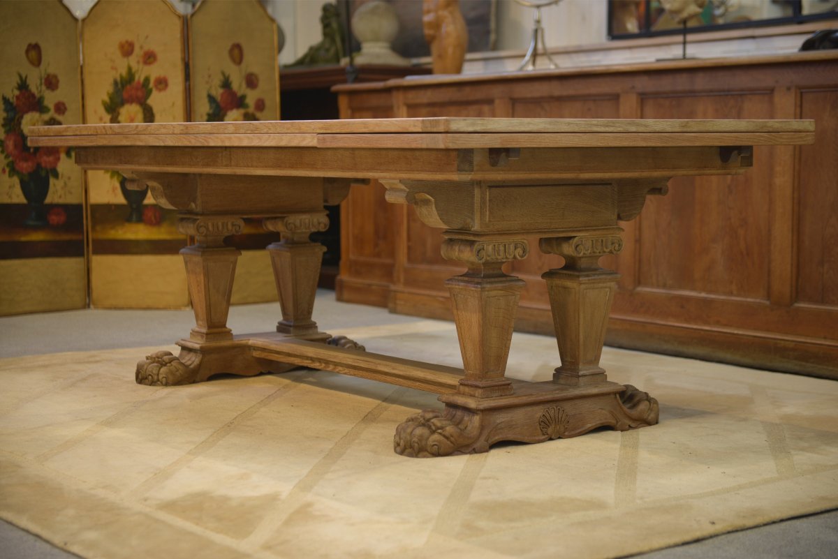 Grande table sculpturale en chêne 1950's-photo-4
