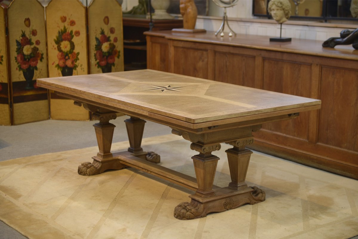 Grande table sculpturale en chêne 1950's