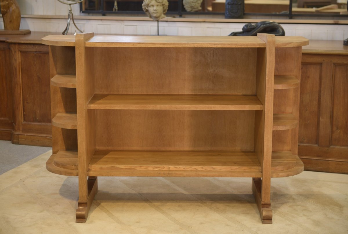 Modernist Art Deco Oak Shelving Unit, 1940s-photo-2