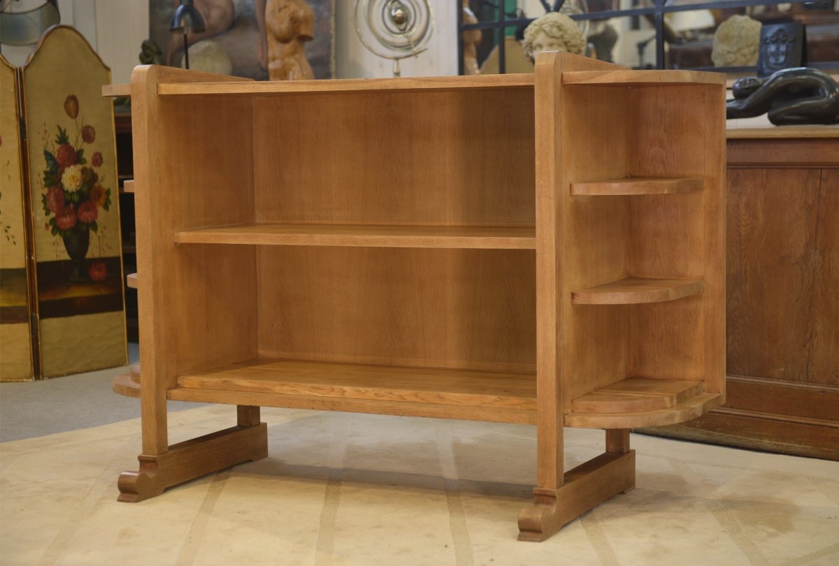 Modernist Art Deco Oak Shelving Unit, 1940s-photo-1