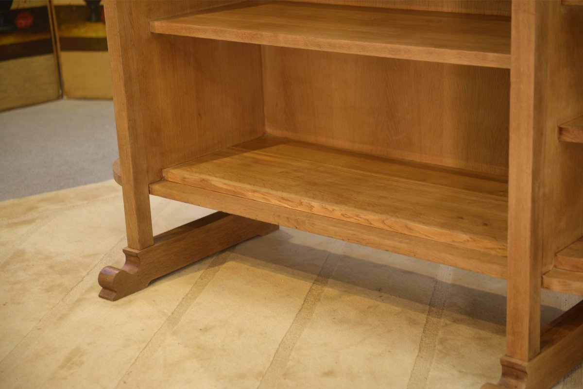Modernist Art Deco Oak Shelving Unit, 1940s-photo-2