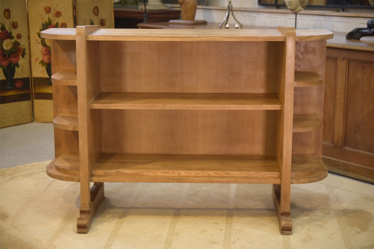 Modernist Art Deco Oak Shelving Unit, 1940s-photo-3