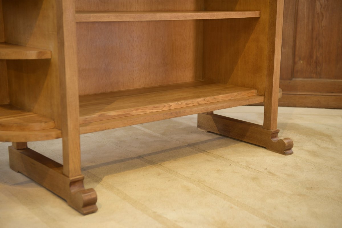 Modernist Art Deco Oak Shelving Unit, 1940s-photo-5