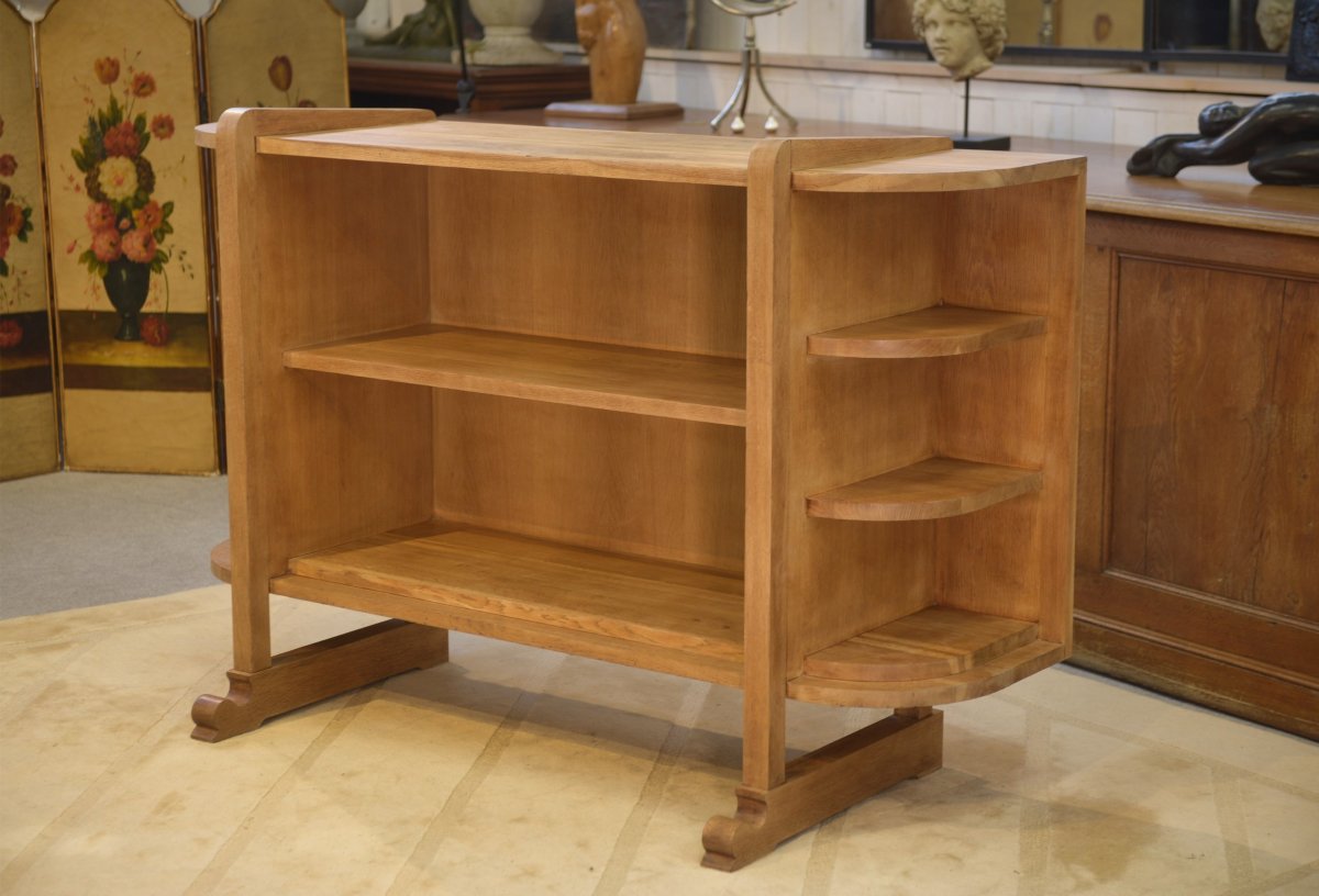 Modernist Art Deco Oak Shelving Unit, 1940s