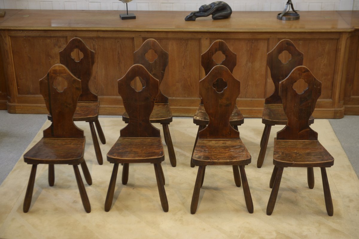 Set Of 8 1950s Monastery Chairs-photo-2