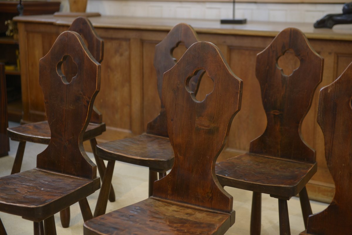 Set Of 8 1950s Monastery Chairs-photo-3