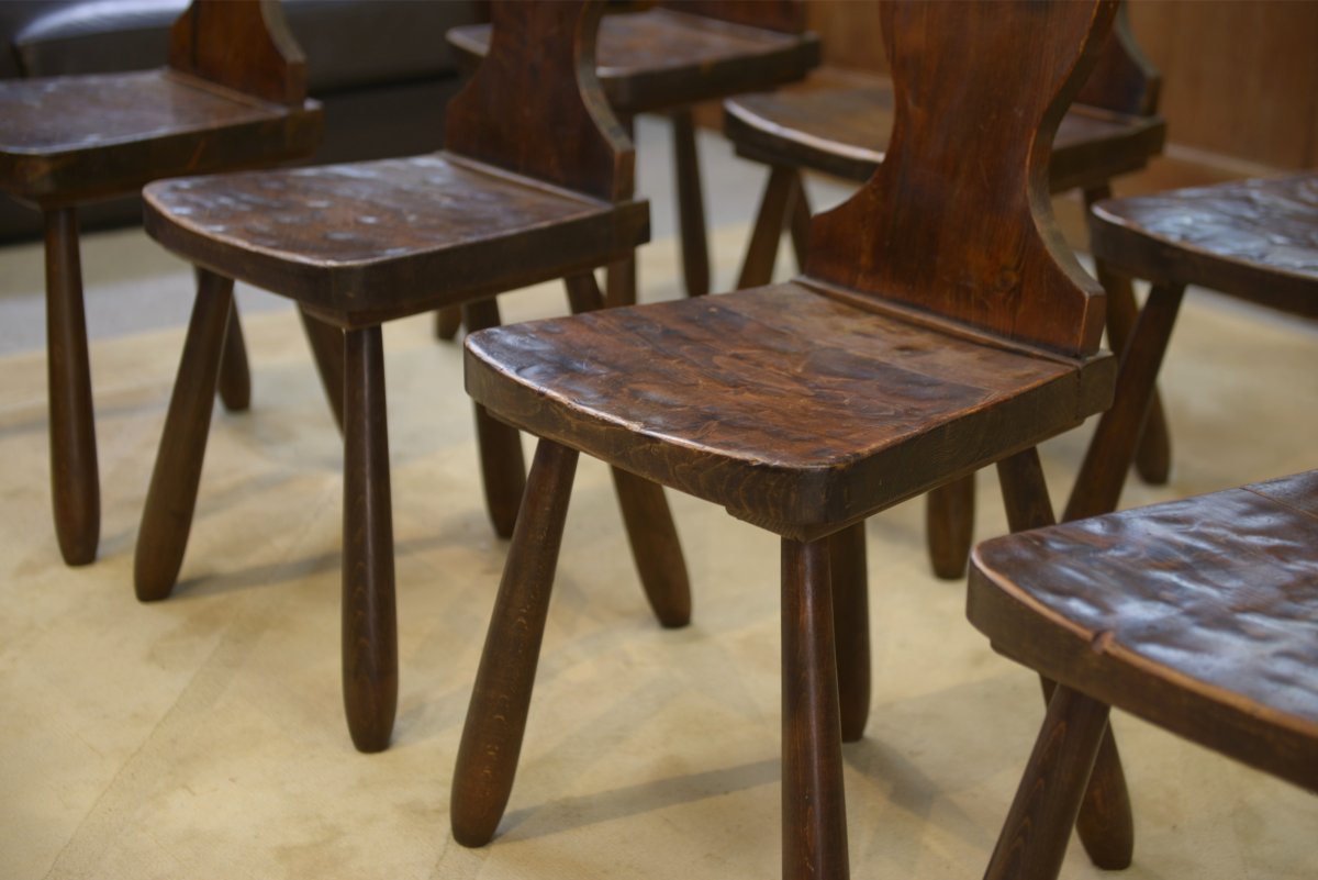 Set Of 8 1950s Monastery Chairs-photo-4
