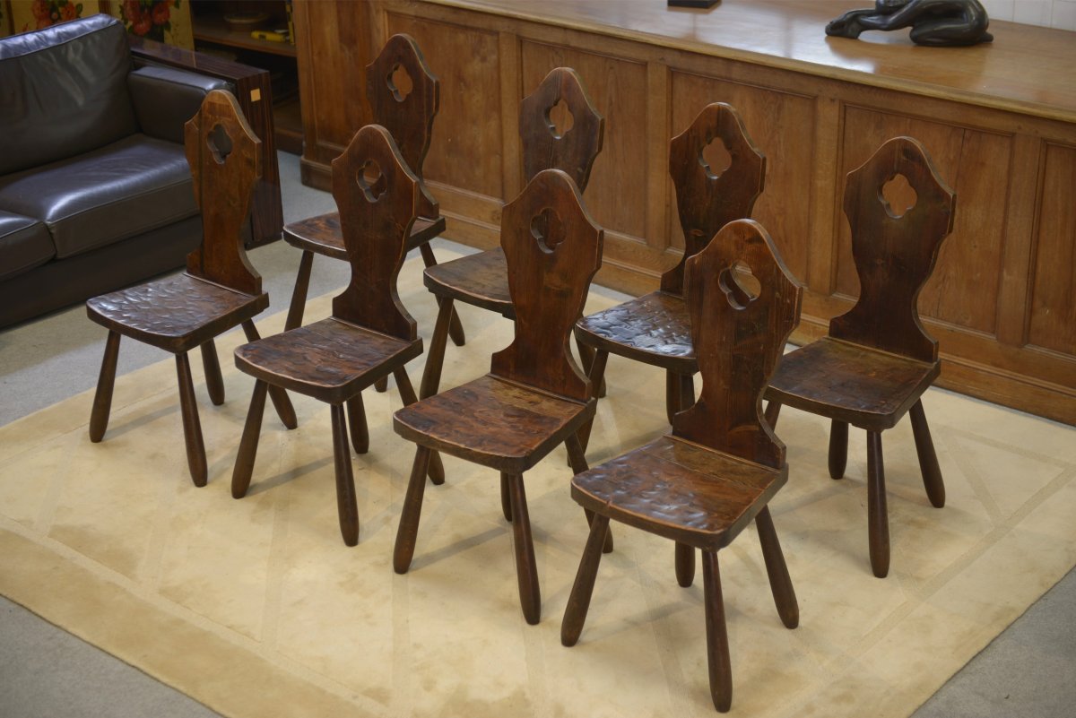 Set Of 8 1950s Monastery Chairs-photo-1