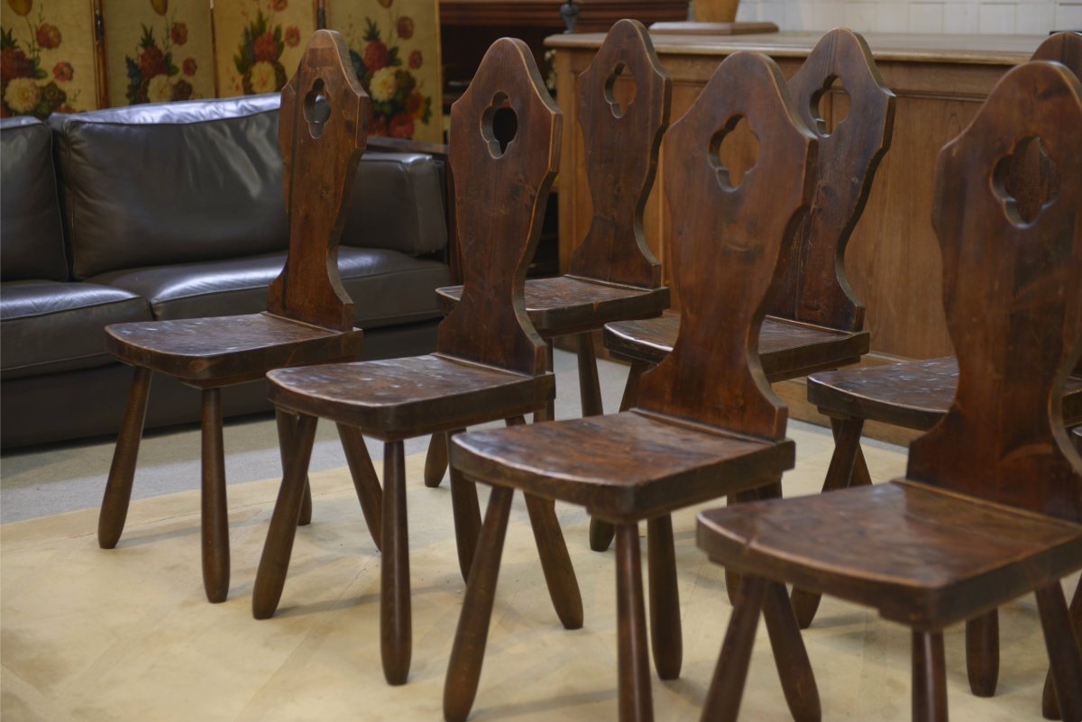 Set Of 8 1950s Monastery Chairs-photo-3