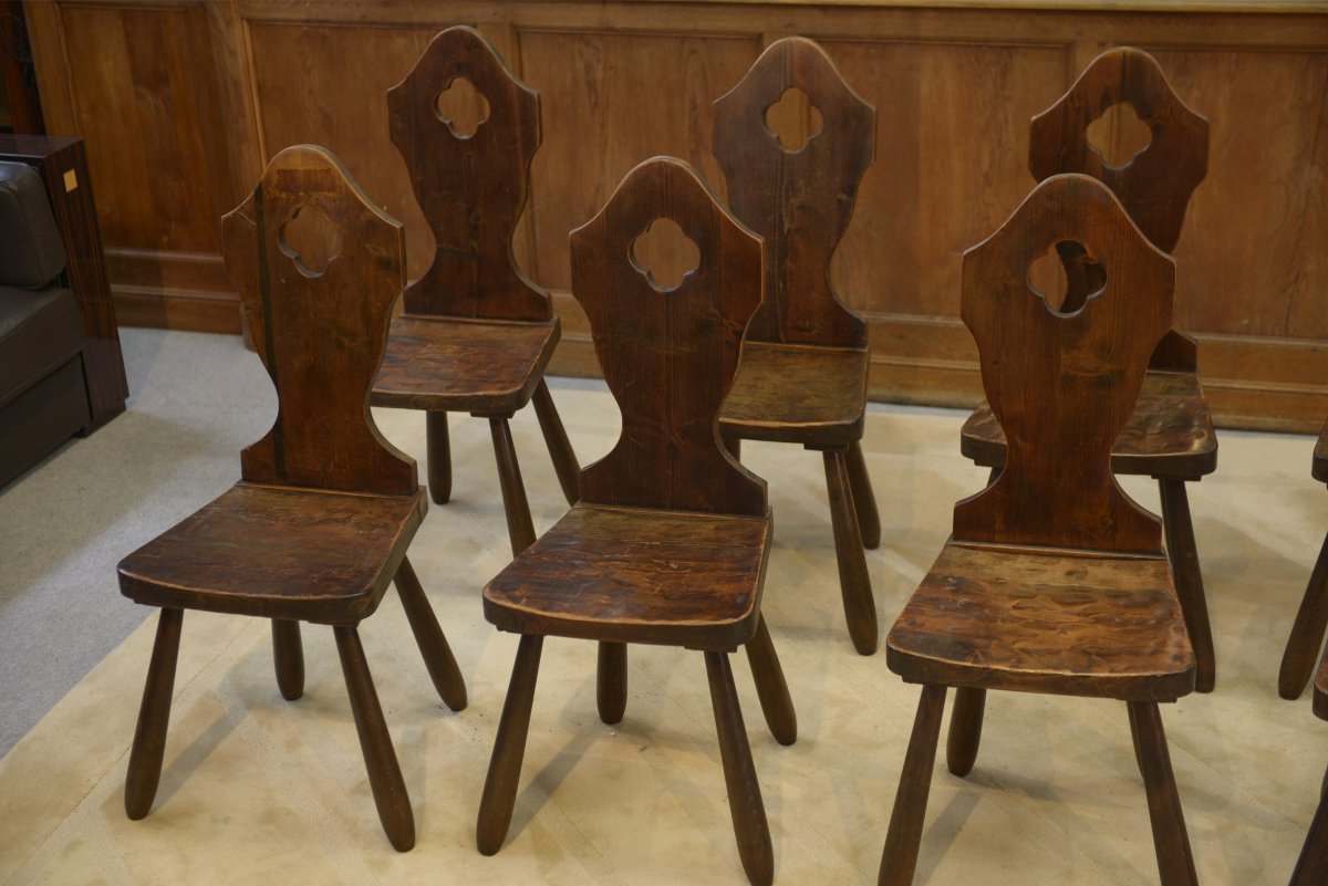 Set Of 8 1950s Monastery Chairs-photo-5