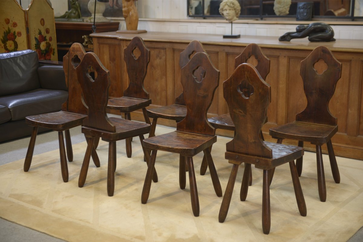 Set Of 8 1950s Monastery Chairs-photo-7