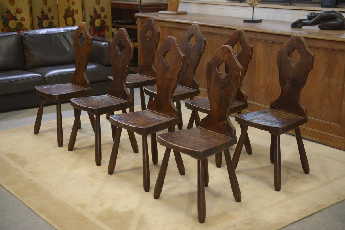 Set Of 8 1950s Monastery Chairs