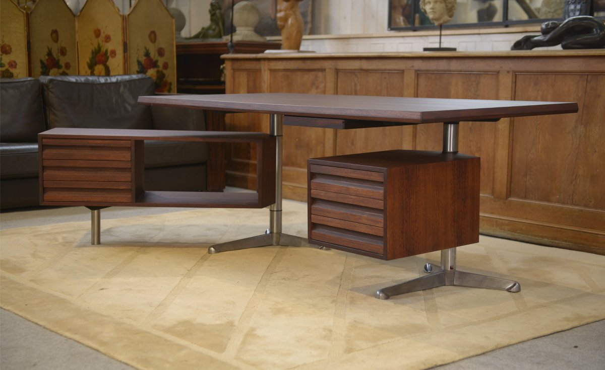 Bureau en palissandre modèle T95 par Osvaldo Borsani pour Tecno 1960's-photo-2