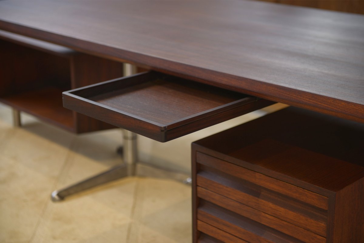 Bureau en palissandre modèle T95 par Osvaldo Borsani pour Tecno 1960's-photo-4
