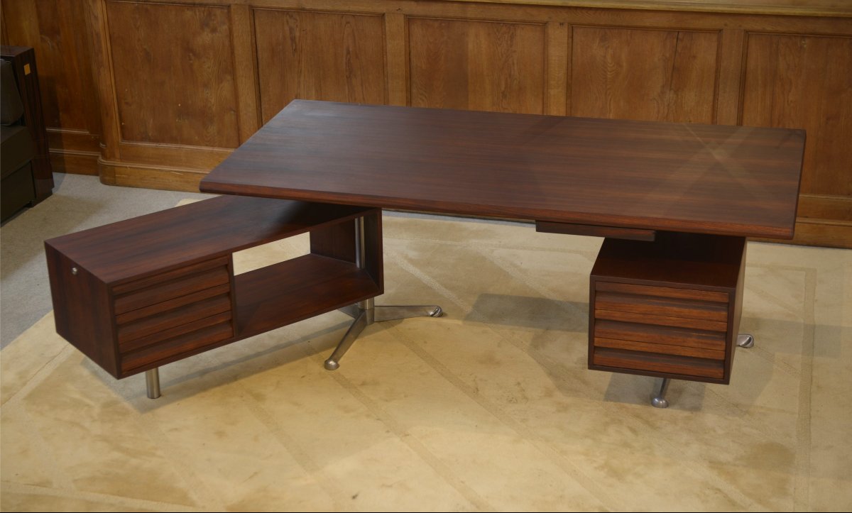 Bureau en palissandre modèle T95 par Osvaldo Borsani pour Tecno 1960's-photo-5
