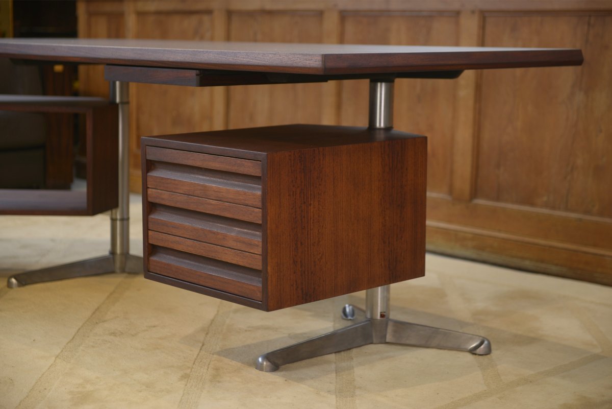 Bureau en palissandre modèle T95 par Osvaldo Borsani pour Tecno 1960's-photo-7