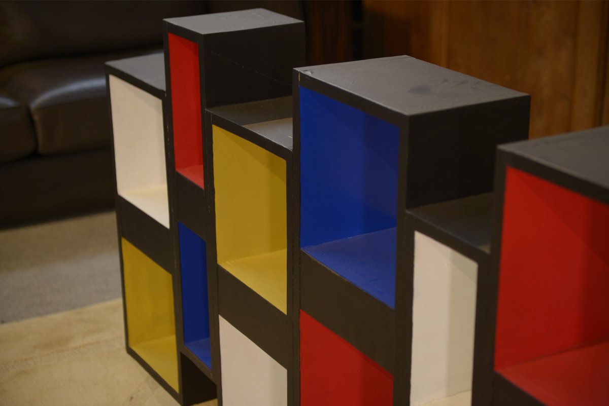 1960s Shelf: A Contemporary Art Installation In The Style Of Piet Mondrian-photo-5