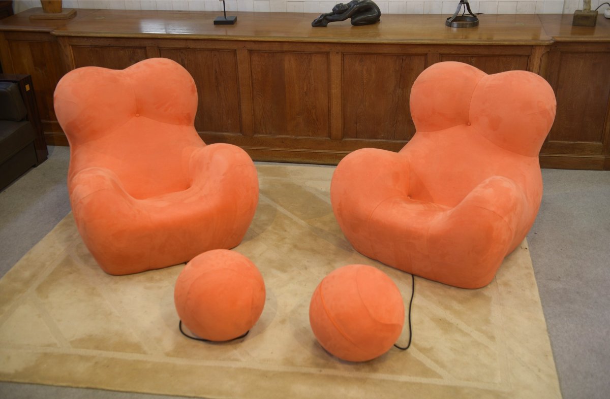 Paire de fauteuils "Mamma" avec repose-pieds d'après Gaetano Pesce-photo-4