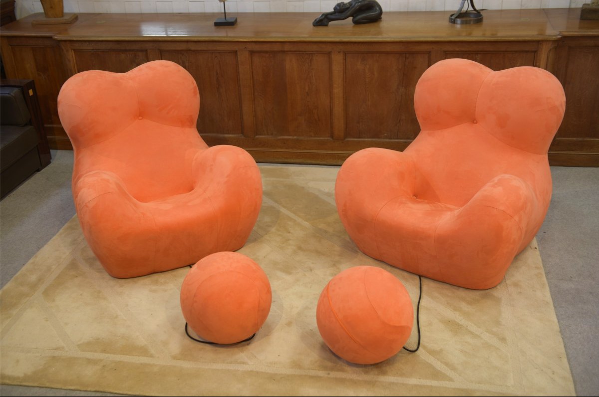 Paire de fauteuils "Mamma" avec repose-pieds d'après Gaetano Pesce-photo-3