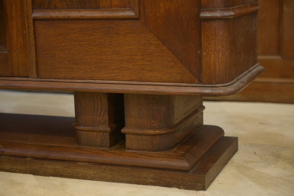 Armoire vitrine brutaliste en chêne Charles Dudouyt 1940's-photo-4