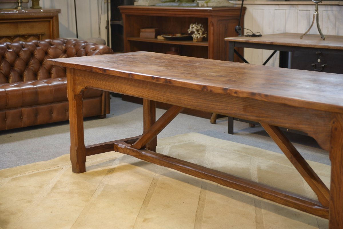 Large Solid Elm Farmhouse Table From The 1950s-photo-3