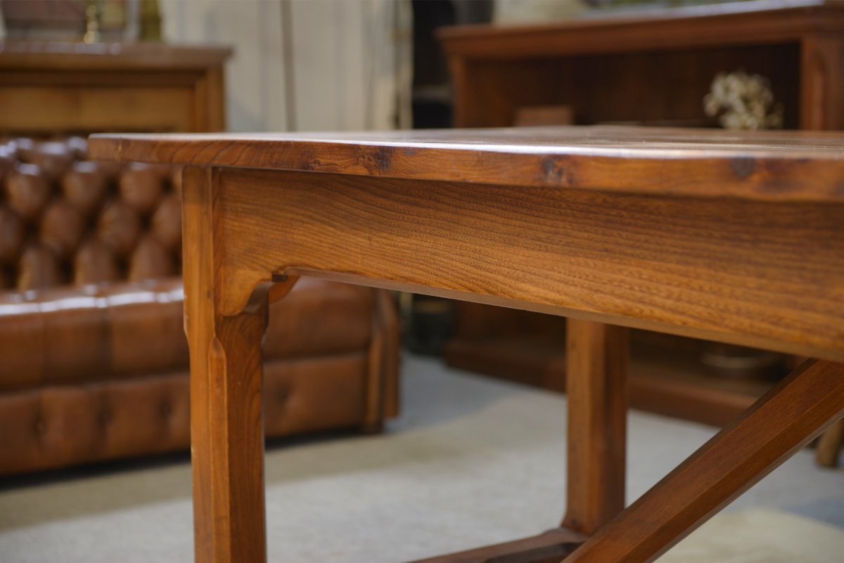 Large Solid Elm Farmhouse Table From The 1950s-photo-5