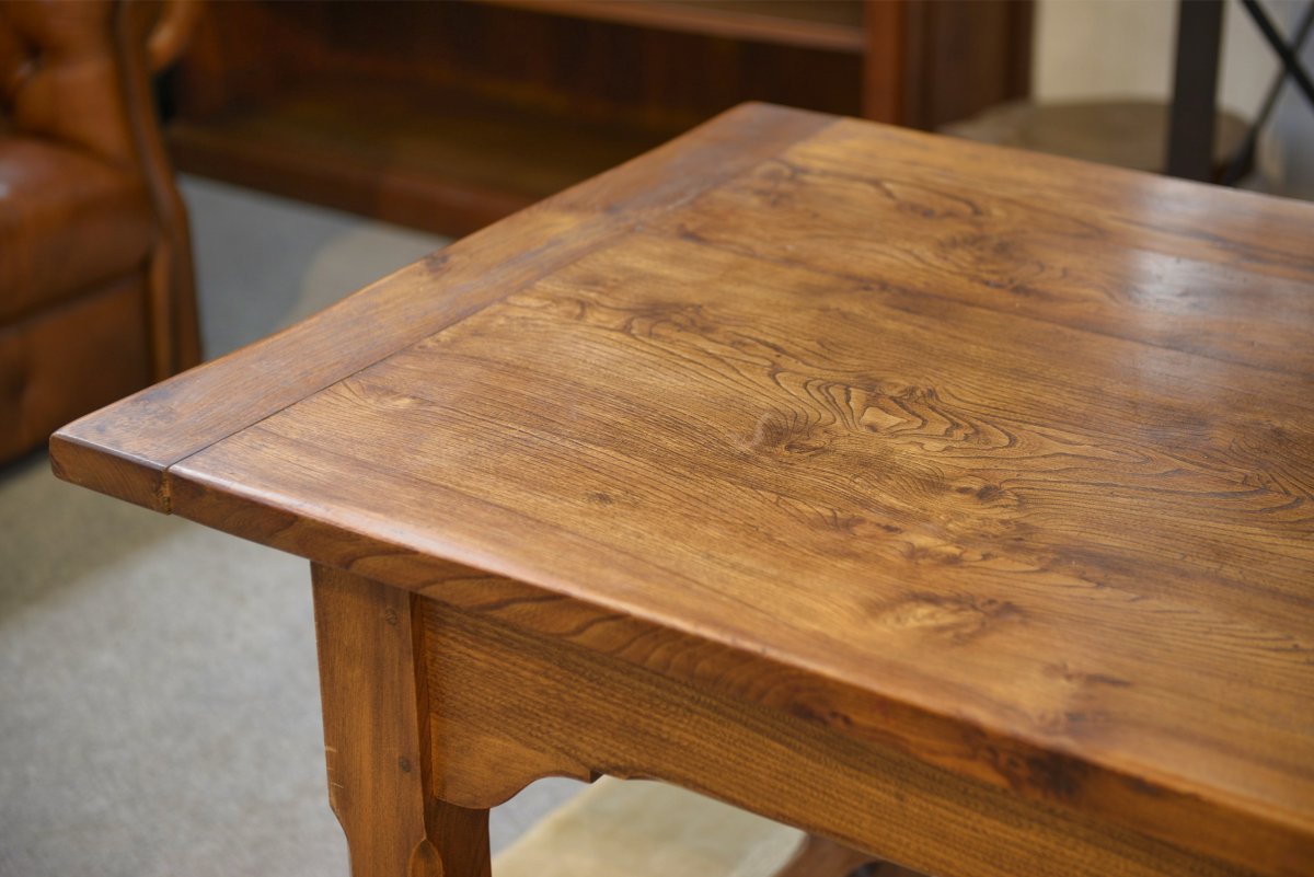 Large Solid Elm Farmhouse Table From The 1950s-photo-7