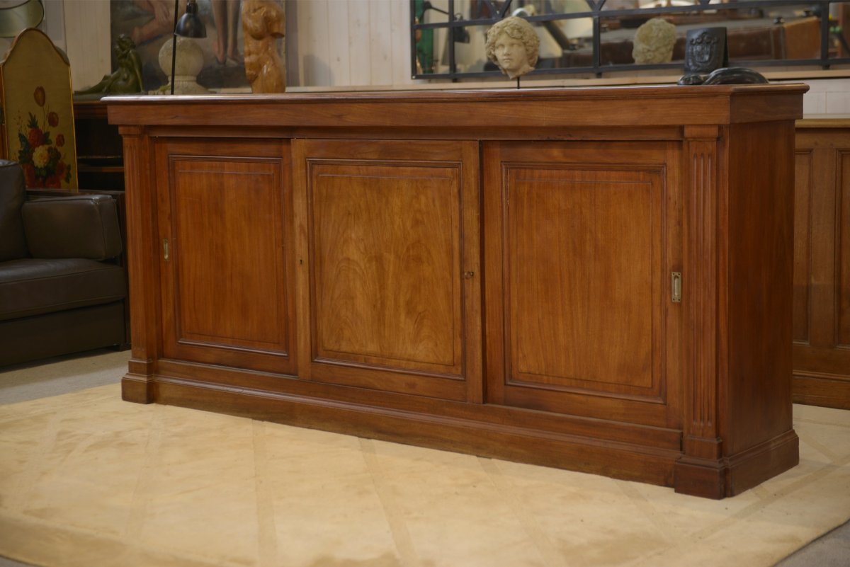 1920s Mahogany Cabinet With Three Sliding Doors-photo-4