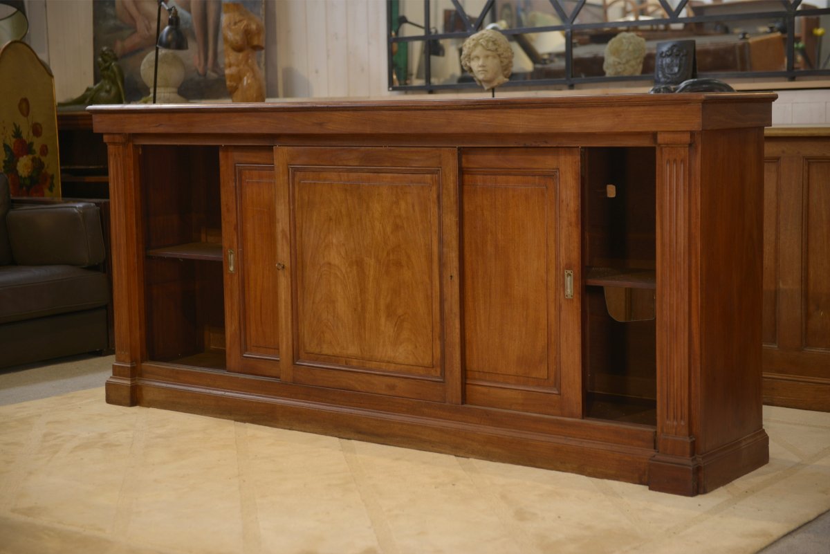 1920s Mahogany Cabinet With Three Sliding Doors-photo-2