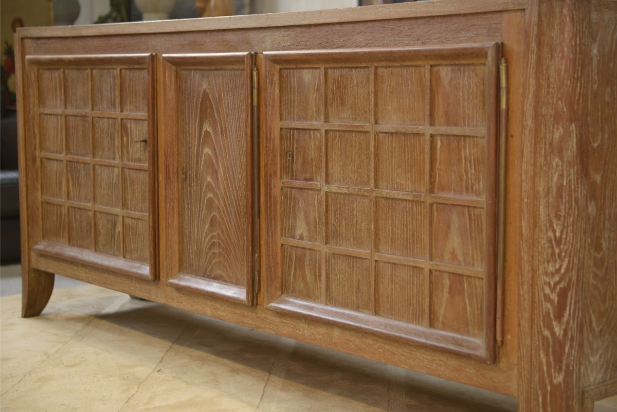 Chalk-washed Oak Sideboard By Maurice Rinck, 1940s-photo-4