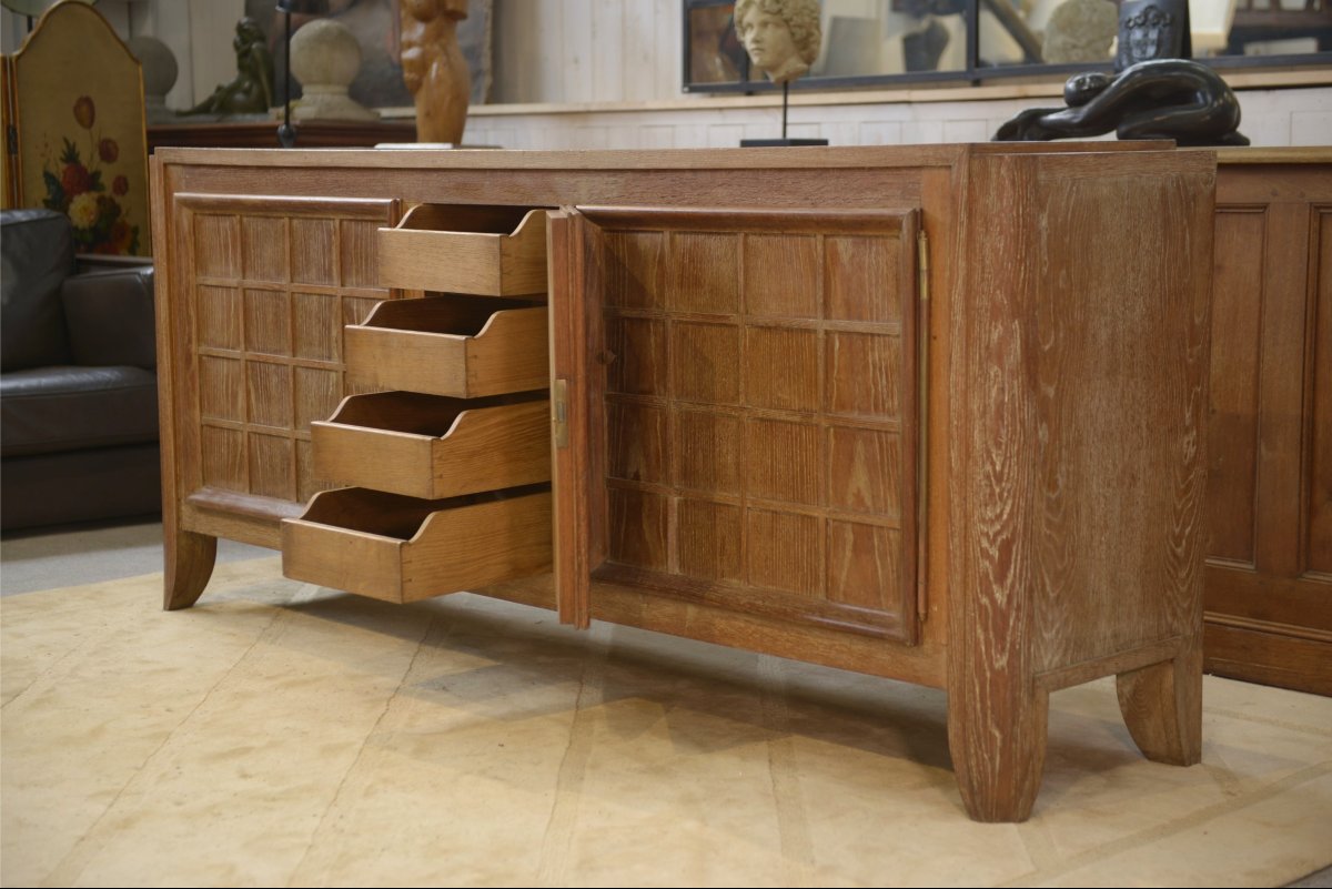 Chalk-washed Oak Sideboard By Maurice Rinck, 1940s-photo-2
