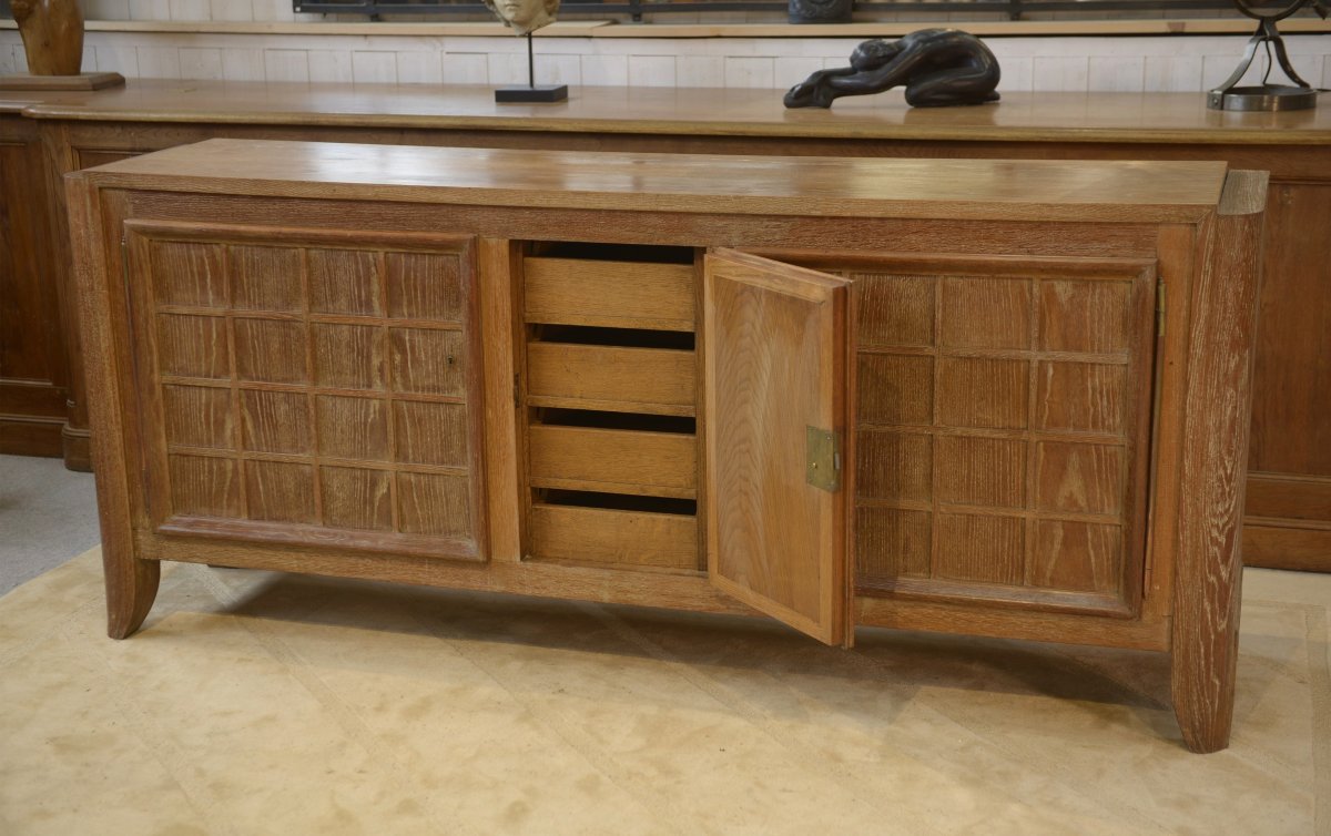 Chalk-washed Oak Sideboard By Maurice Rinck, 1940s-photo-4