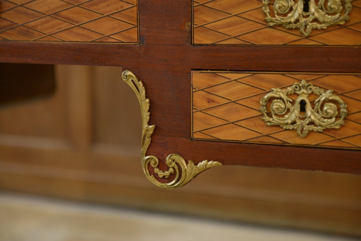 Louis XVI-style Cylinder Desk With Napoleon III-era Marquetry-photo-3