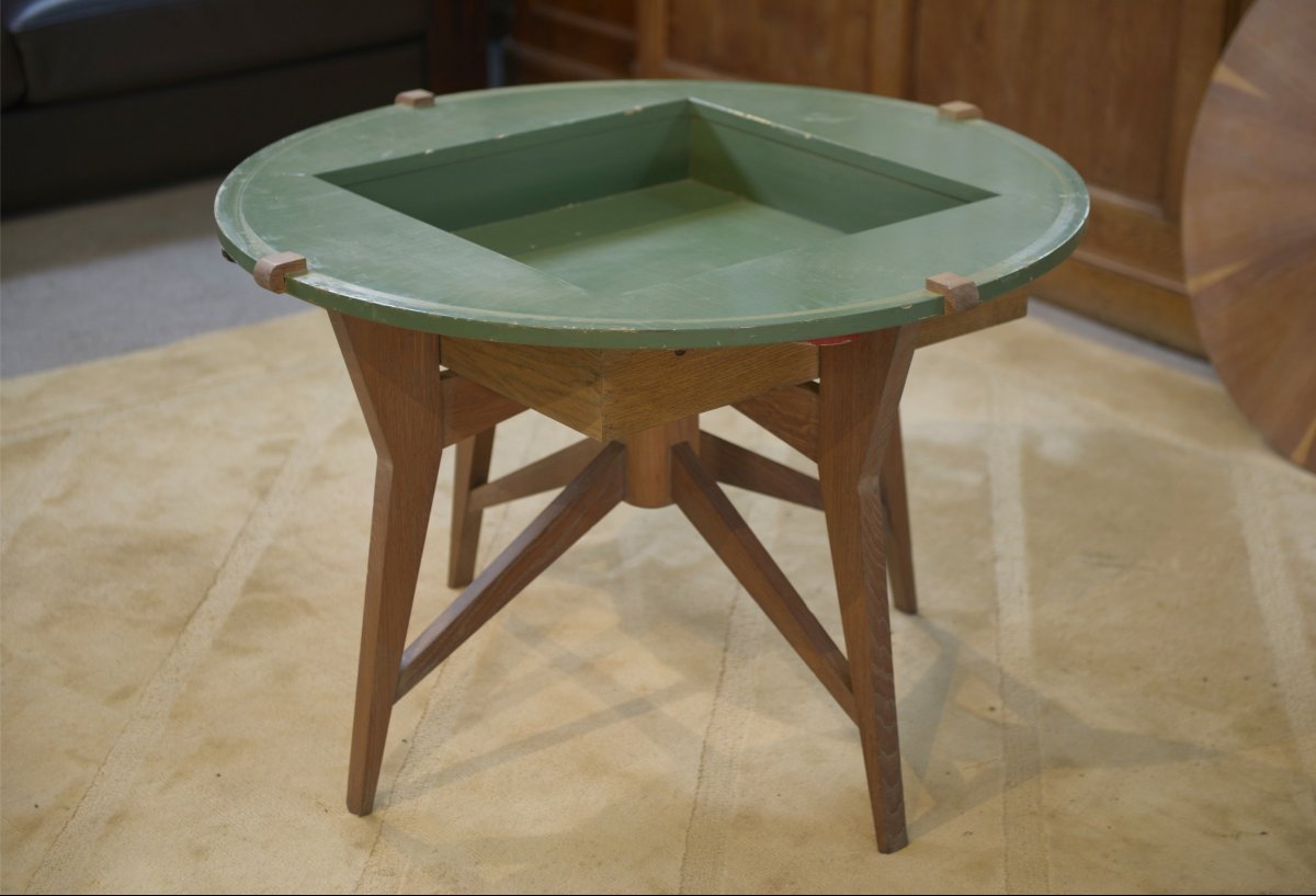 Table de jeux/guéridon en chêne 1940's-photo-4