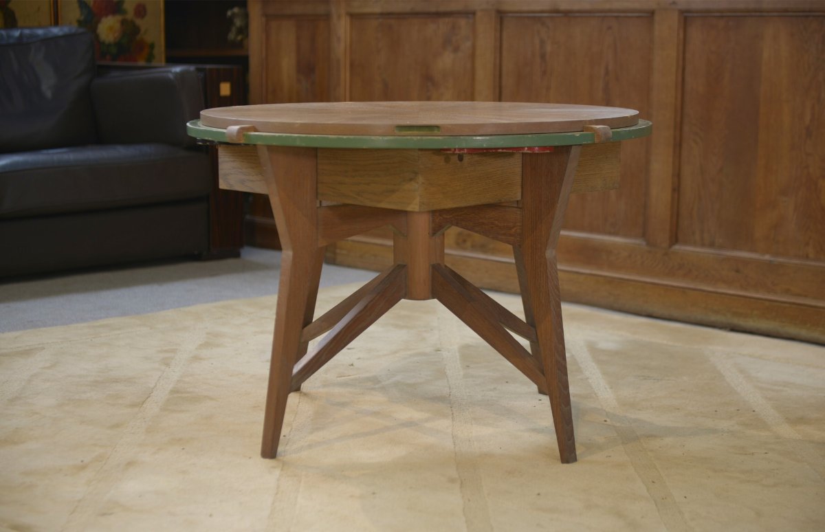 Table de jeux/guéridon en chêne 1940's-photo-2