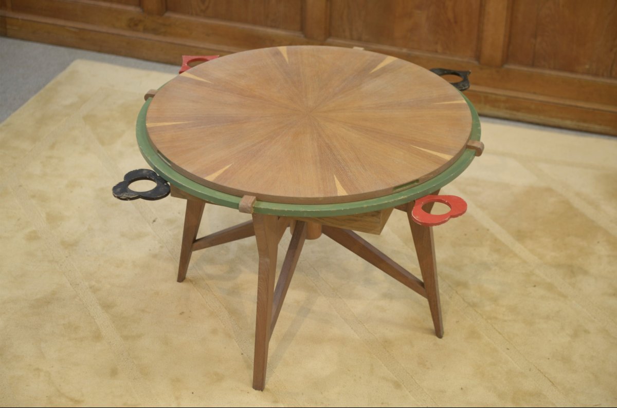 Table de jeux/guéridon en chêne 1940's-photo-4