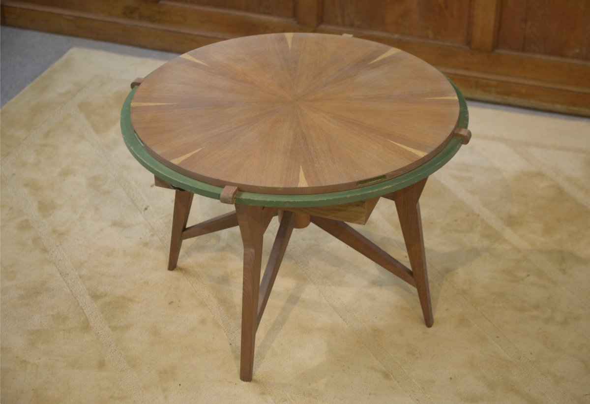 Table de jeux/guéridon en chêne 1940's-photo-7
