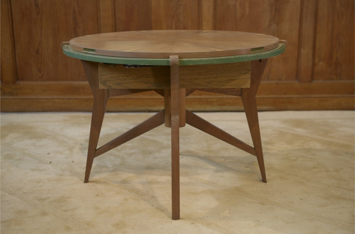 Table de jeux/guéridon en chêne 1940's