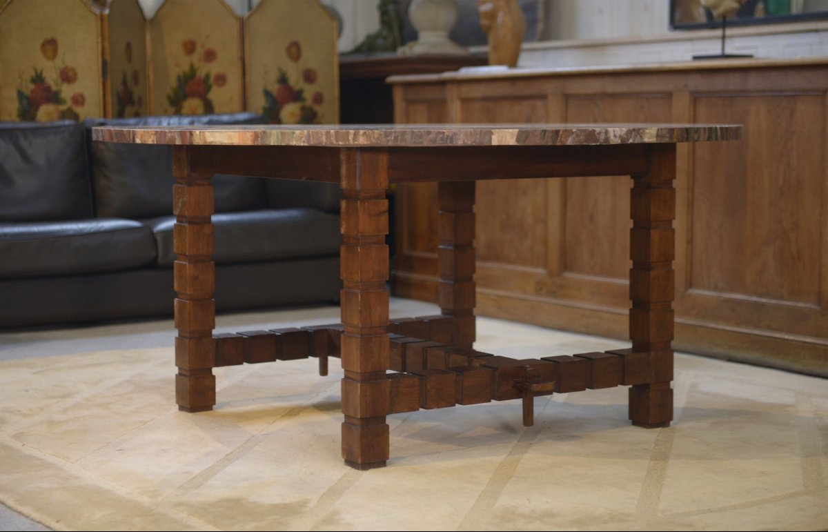 Table Made Of Rosewood And Petrified Wood, 1960s-photo-2