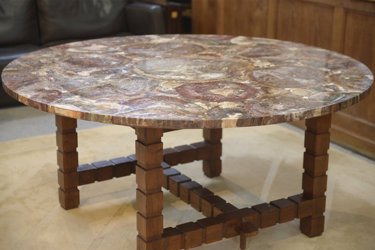 Table Made Of Rosewood And Petrified Wood, 1960s-photo-4