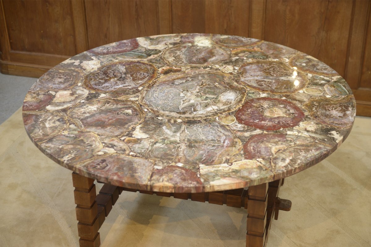 Table Made Of Rosewood And Petrified Wood, 1960s-photo-5