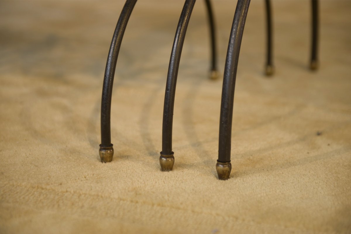 Ensemble de trois tables gigognes dans le goût de Jean Royère 1940's-photo-6
