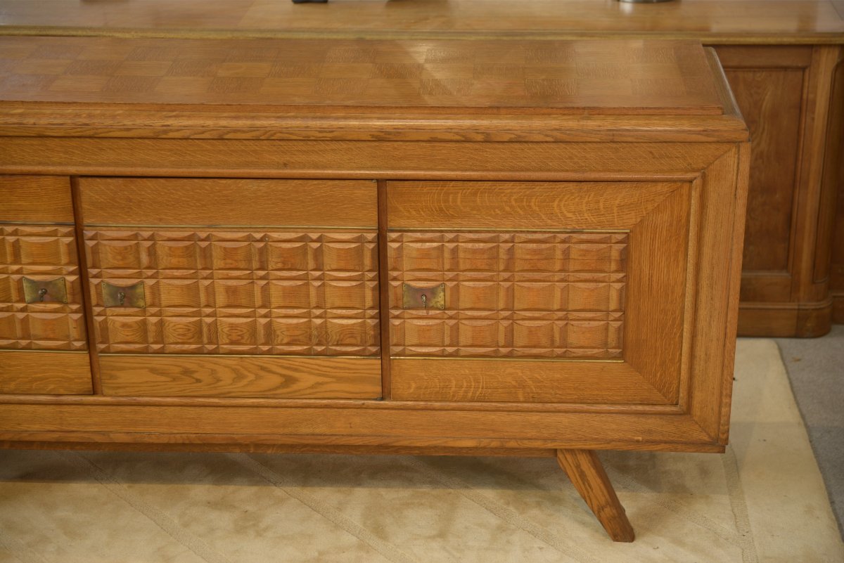 Buffet brutaliste en chêne 1960's-photo-5