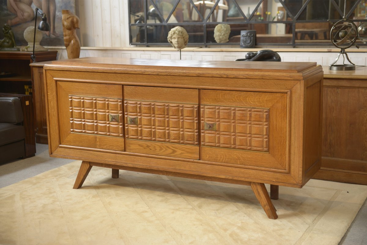 Buffet brutaliste en chêne 1960's
