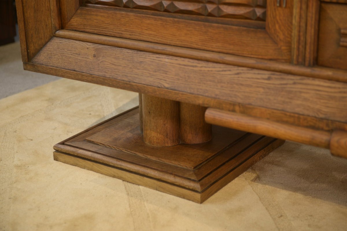 A Brutalist Sideboard In The Style Of Charles Dudouyt, Made Of Oak, From The 1950s-photo-3
